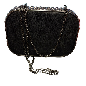 Neat Black Studded Chain Clutch